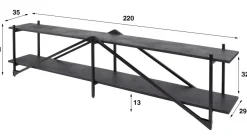 Amsterdam Piega TV-taso 220cm, tummanharmaa