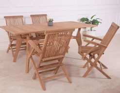 Aruba pöytä + 4 Bermuda tuolia, tiikkiä