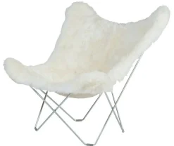 Cuero Lepakkotuoli Iceland Mariposa, White Shorn