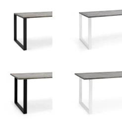 Edna ruokapöytä 140 x 90 cm harmaa, mustat metallijalat