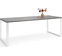 Edna ruokapöytä 140 x 90 cm harmaa, valkoiset metallijalat