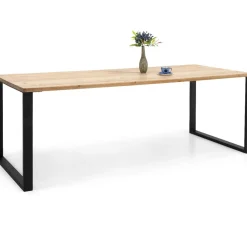 Edna ruokapöytä 140 x 90 cm ruskea, mustat metallijalat