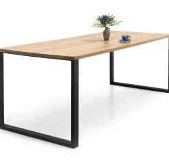 Edna ruokapöytä 140 x 90 cm ruskea, mustat metallijalat