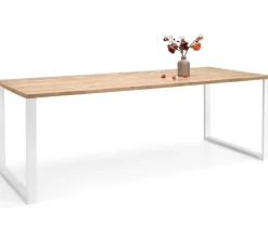 Edna ruokapöytä 180 x 90 cm ruskea, valkoiset metallijalat
