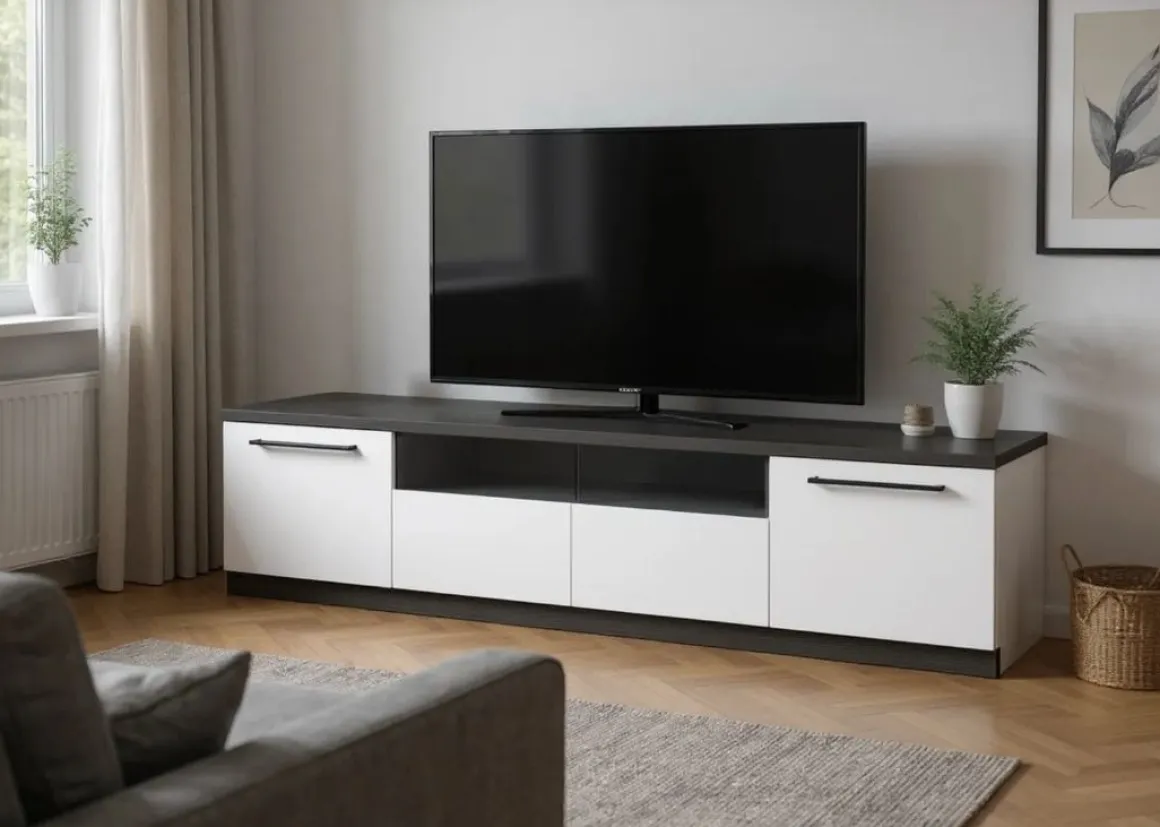 Havi TV-taso 180cm 2-ovella ja lasilaatikoilla, eri värejä