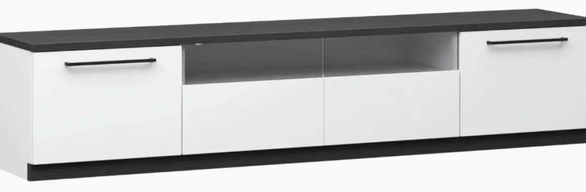Havi TV-taso 180cm 2-ovella ja lasilaatikoilla, eri värejä