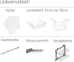 Hiipakka Eazy-komero 60 x 191 cm, muokattava