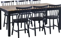 Kaski ruokaryhmä 180x90 + 6 Touko pinnatuolia, musta-tammi
