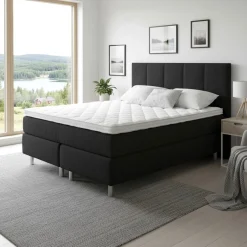 Komia 180x200 cm jenkkisänky + sängynpääty, tummanharmaa