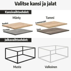 Lankku sohvapöytä 60x80, eri värejä