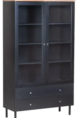 Lehto vitriini 101cm, musta/tammi