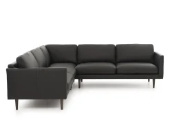 Neiser Lario kulmasohva 266x266cm, mustaa nahkaa
