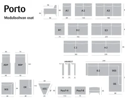 Porto nojatuoli, eri värejä