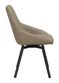 Rowico Alison ruokapöydän tuoli, beige nahka / mustat metallijalat
