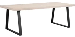 Rowico Brooklyn ruokapöytä 220x95cm, valkopesty tammi/musta U-jalat