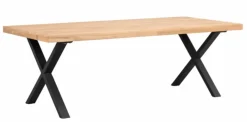 Rowico Brooklyn ruokapöytä 220x95, X-jalat, tammi/musta
