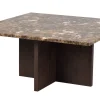 Rowico Brooksville sohvapöytä 90x90cm, ruskea marmori/ruskea tammi