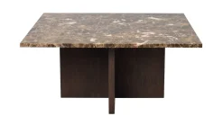 Rowico Brooksville sohvapöytä 90x90cm, ruskea marmori/ruskea tammi