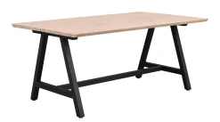 Rowico Carradale ruokapöytä 170cm A-jalalla, valkopesty tammi/musta