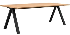Rowico Carradale ruokapöytä 220cm V-jaloilla, tammi/musta