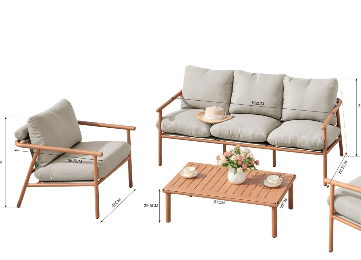 Vanamo terassin sohvasetti 3+1+1 beige